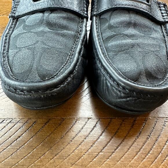 Coach Liam Driver Loafers Black Signature Jacquard Logo Print Coach Slide Sz 8.5 - Picture 8 of 16